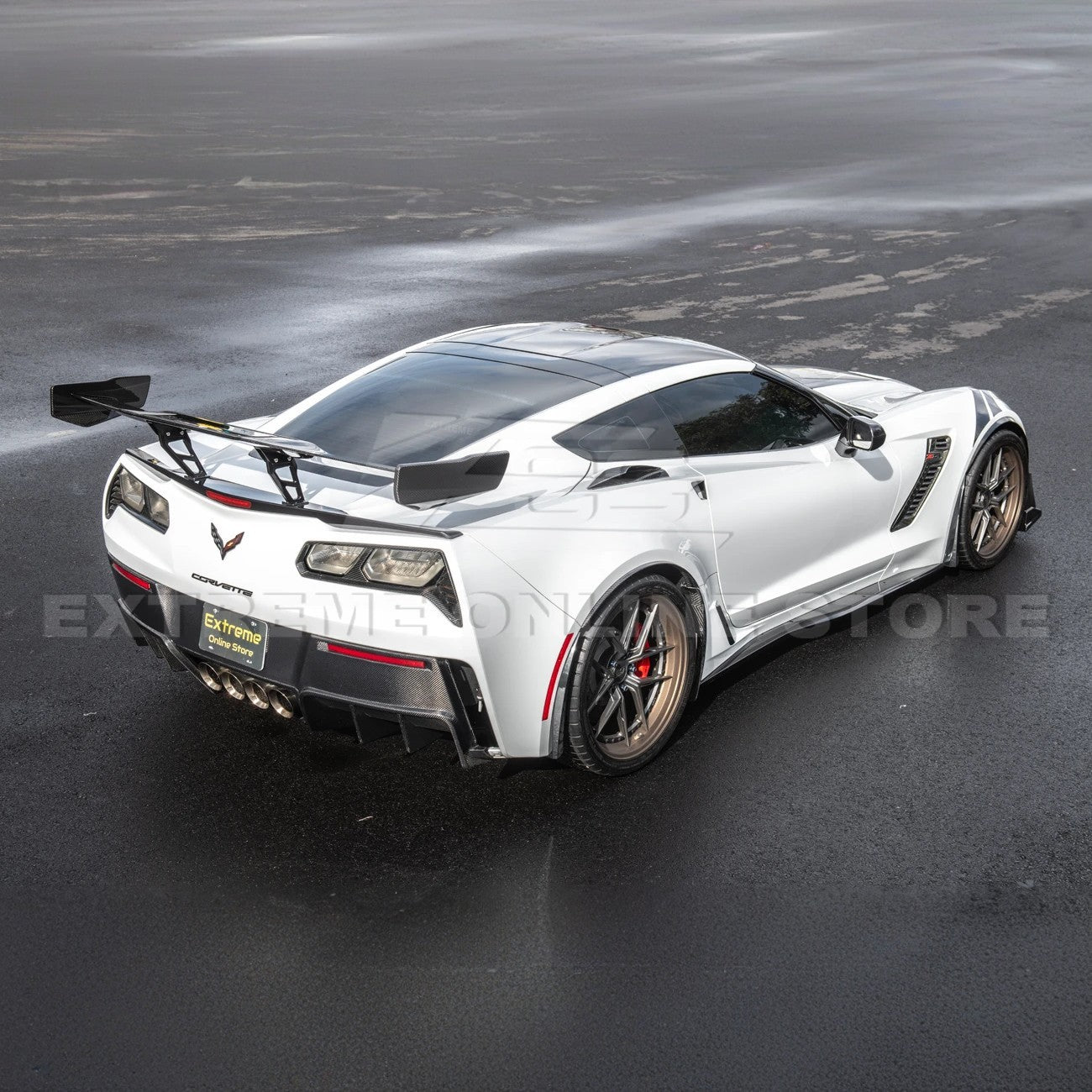 Chevrolet Corvette C7 ZR1 ZTK Style Carbon Fiber High Wing Rear Spoiler Kit 2014-2019