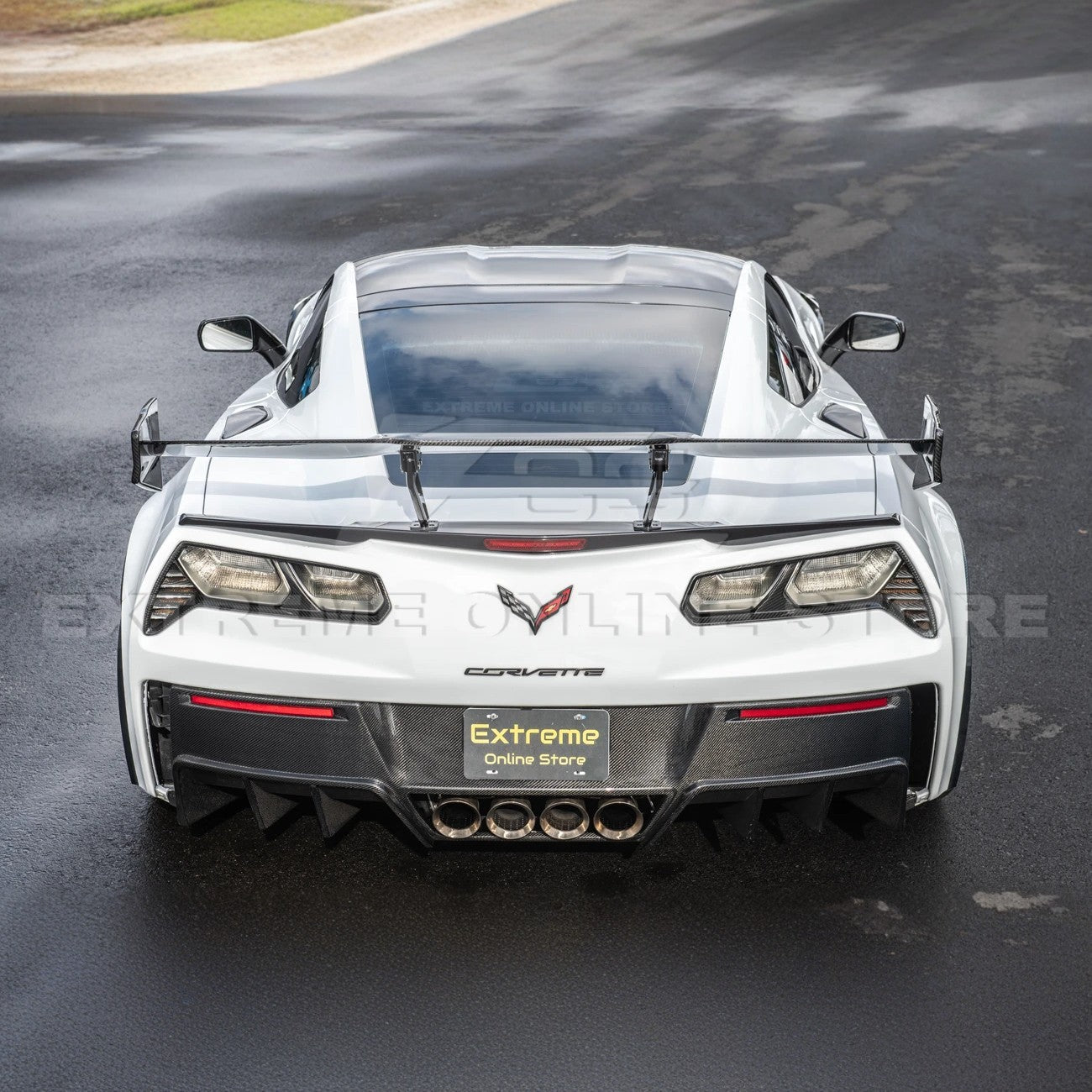 Chevrolet Corvette C7 ZR1 ZTK Style Carbon Fiber High Wing Rear Spoiler Kit 2014-2019