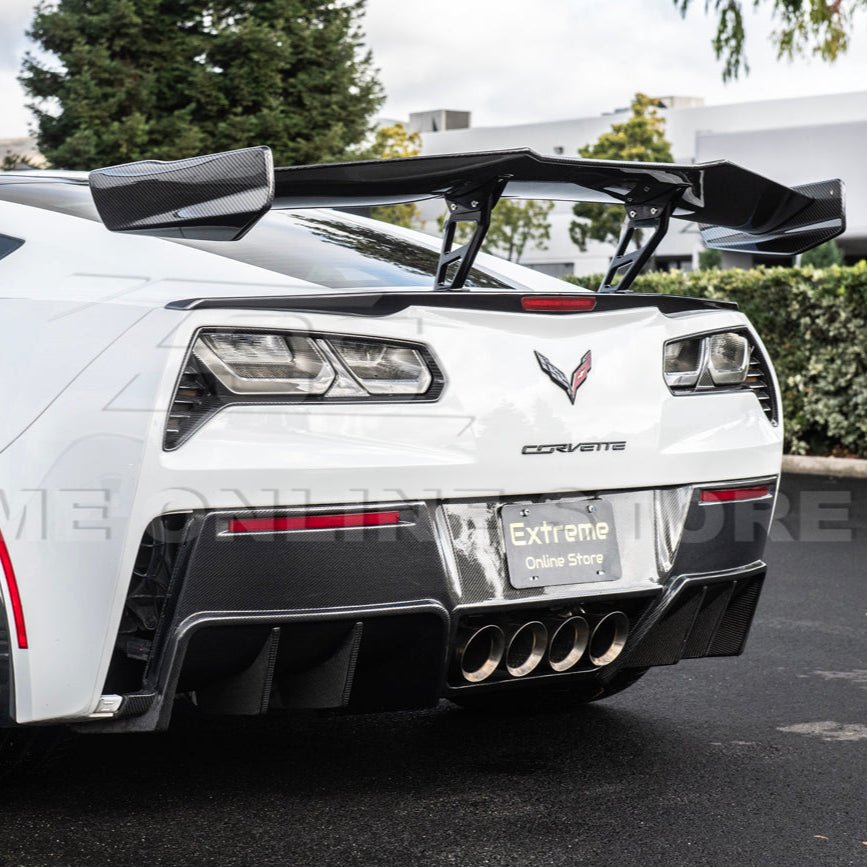 Chevrolet Corvette C7 ZR1 ZTK Style Carbon Fiber High Wing Rear Spoiler Kit 2014-2019