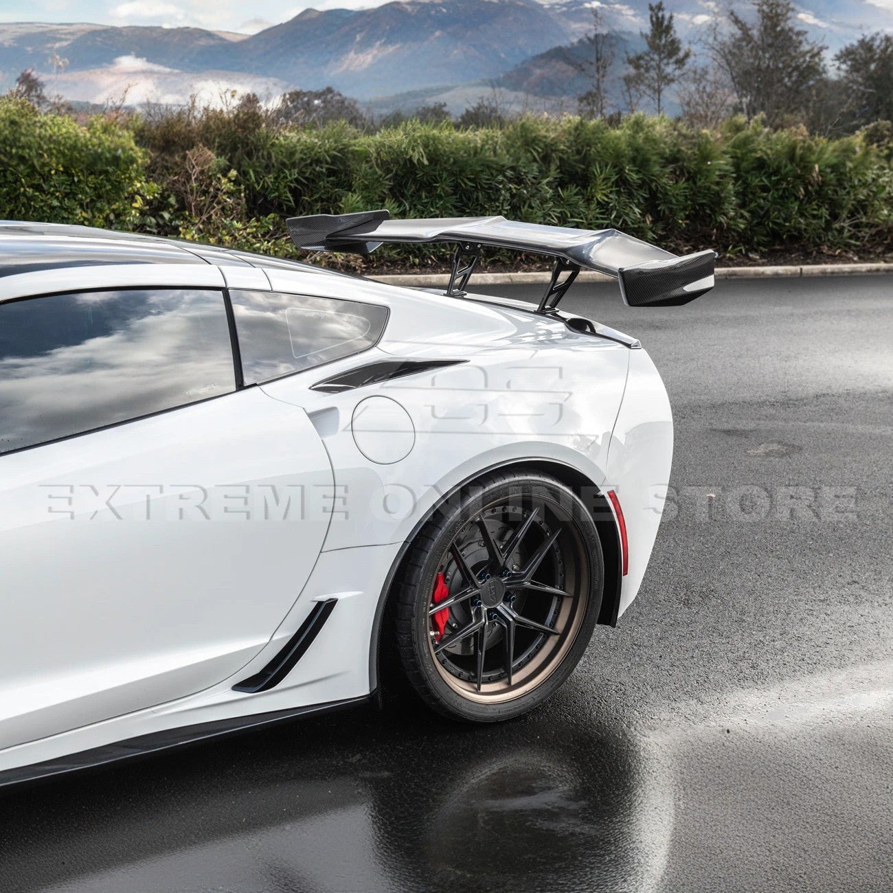 Chevrolet Corvette C7 ZR1 ZTK Style Carbon Fiber High Wing Rear Spoiler Kit 2014-2019