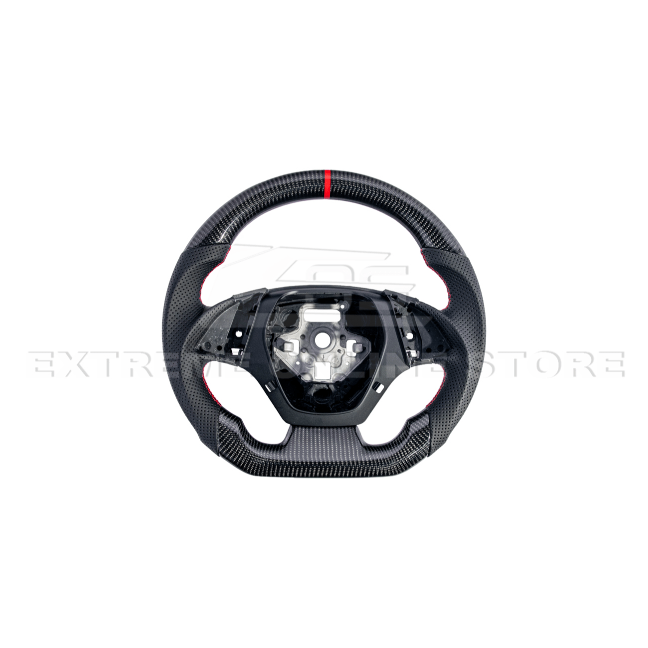 Chevrolet Camaro Carbon Fiber Steering Wheel Perforated Leather Red Stripe 2016-2024