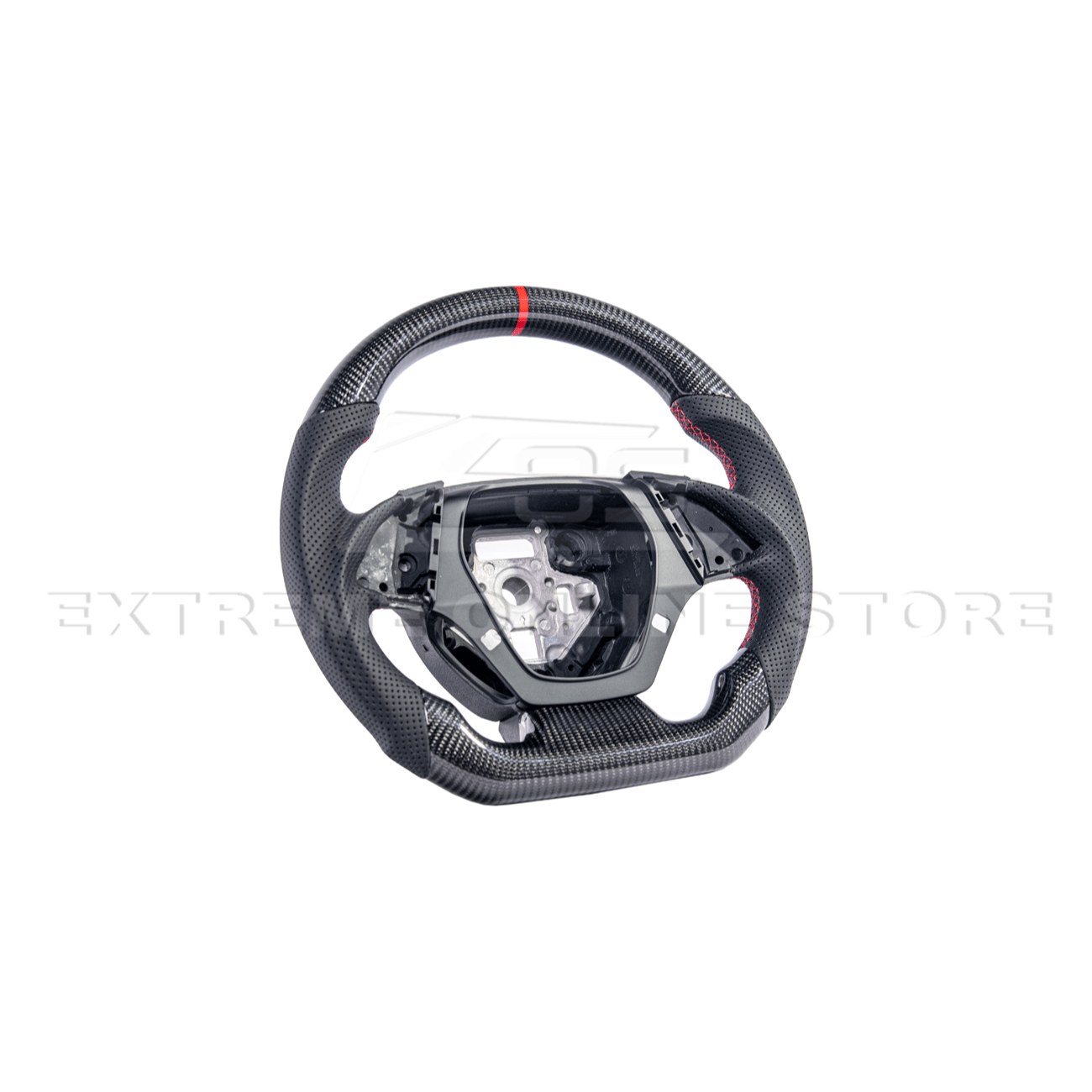 Chevrolet Camaro Carbon Fiber Steering Wheel Perforated Leather Red Stripe 2016-2024