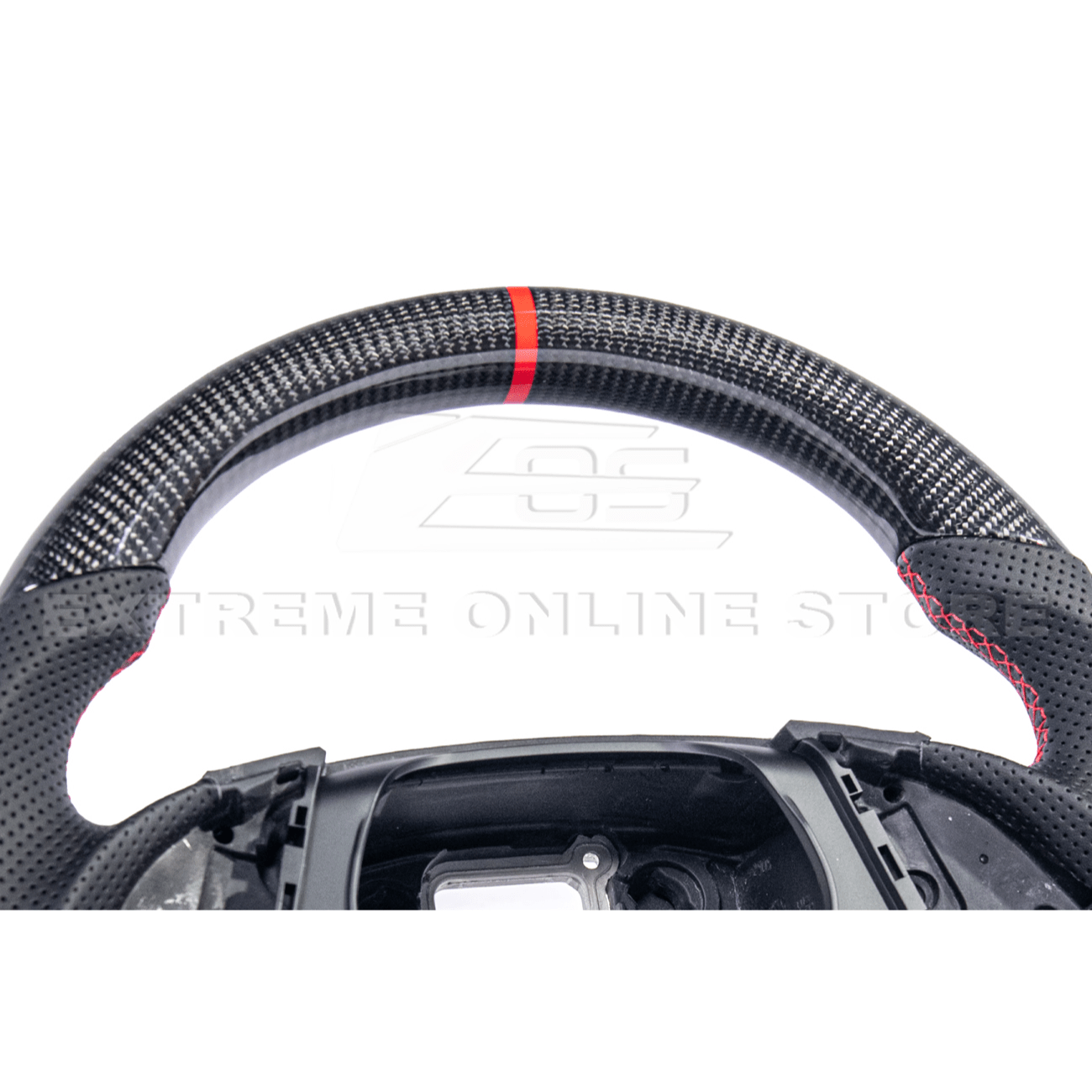 Chevrolet Camaro Carbon Fiber Steering Wheel Perforated Leather Red Stripe 2016-2024
