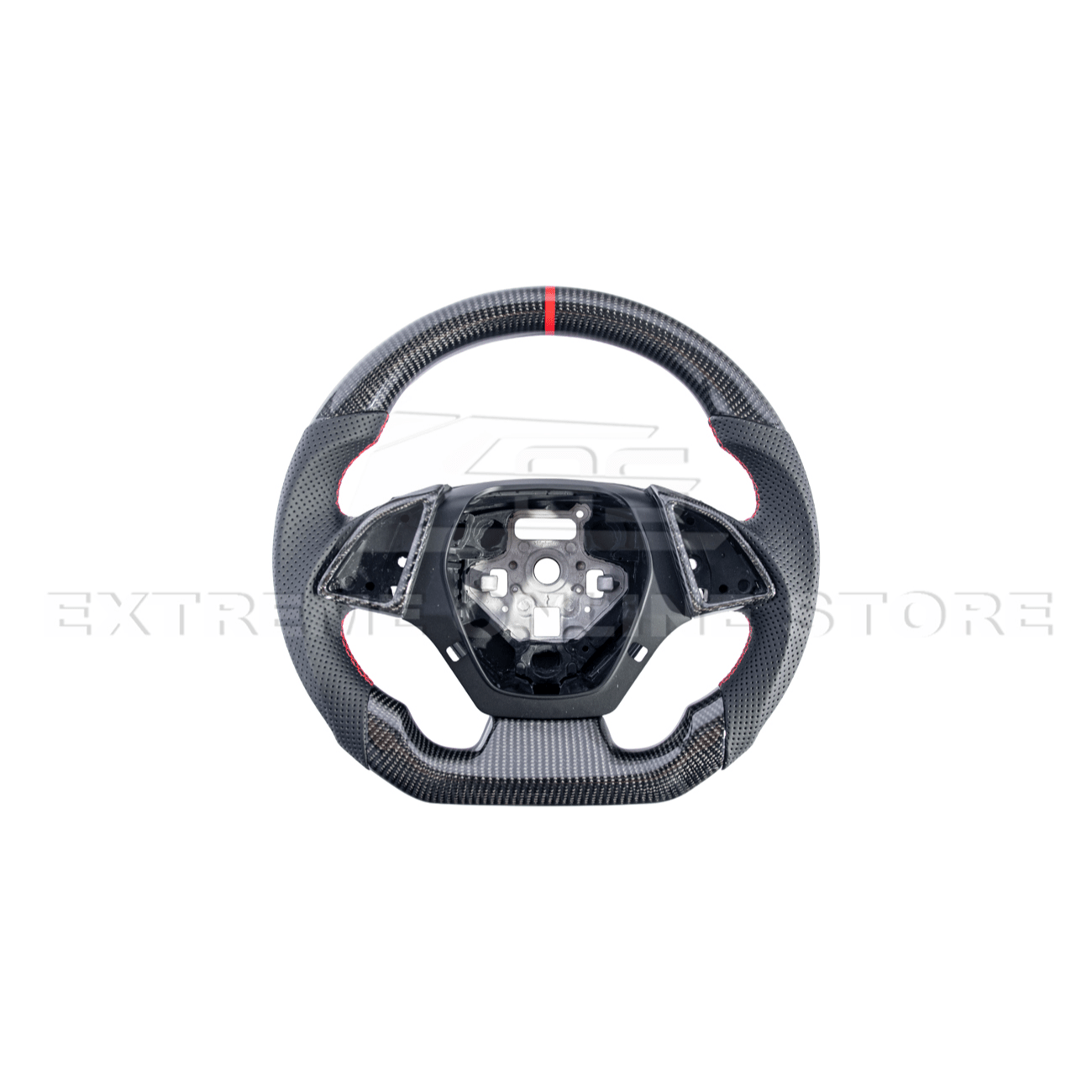 Chevrolet Camaro Carbon Fiber Steering Wheel Perforated Leather Red Stripe 2016-2024