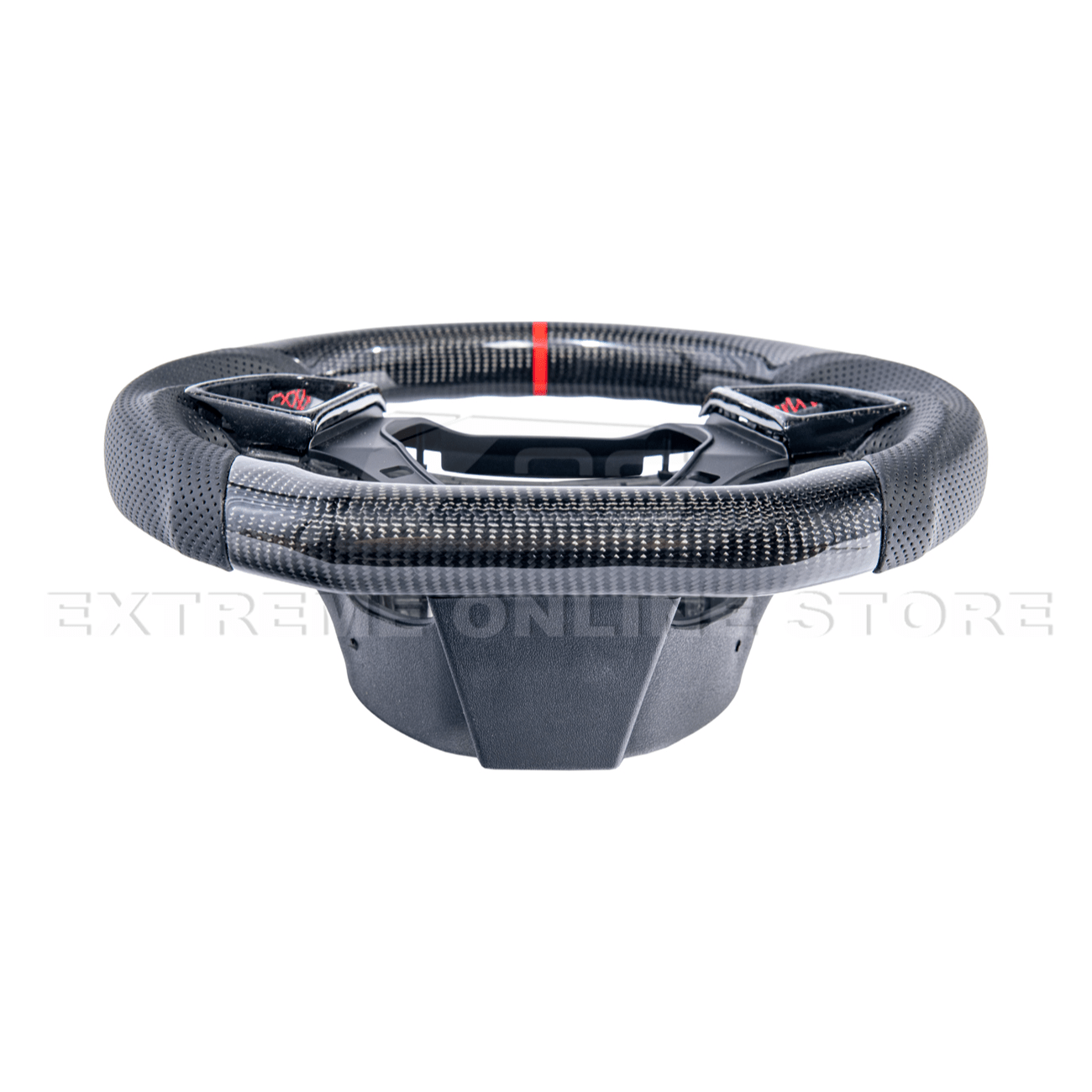Chevrolet Camaro Carbon Fiber Steering Wheel Perforated Leather Red Stripe 2016-2024