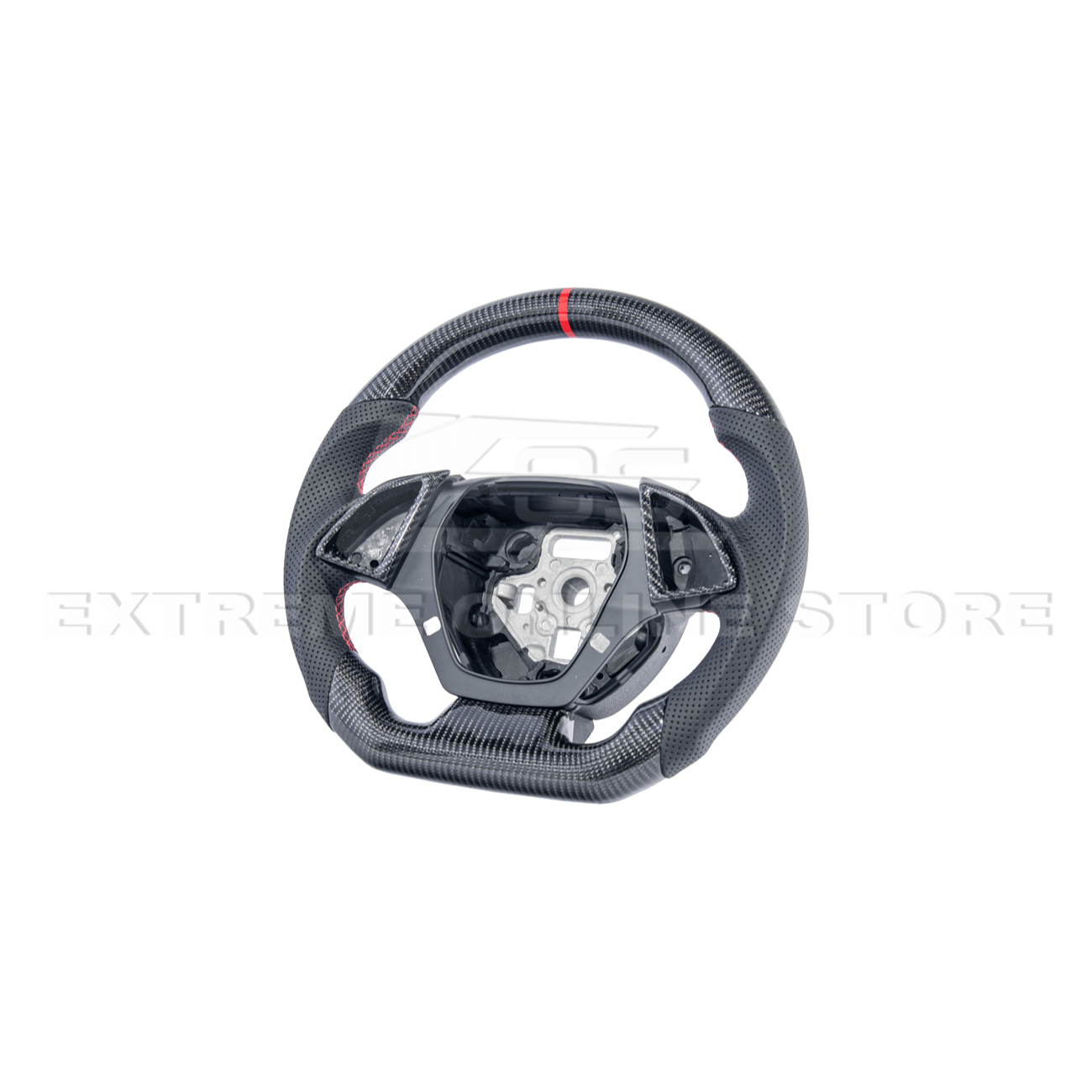 Chevrolet Camaro Carbon Fiber Steering Wheel Perforated Leather Red Stripe 2016-2024