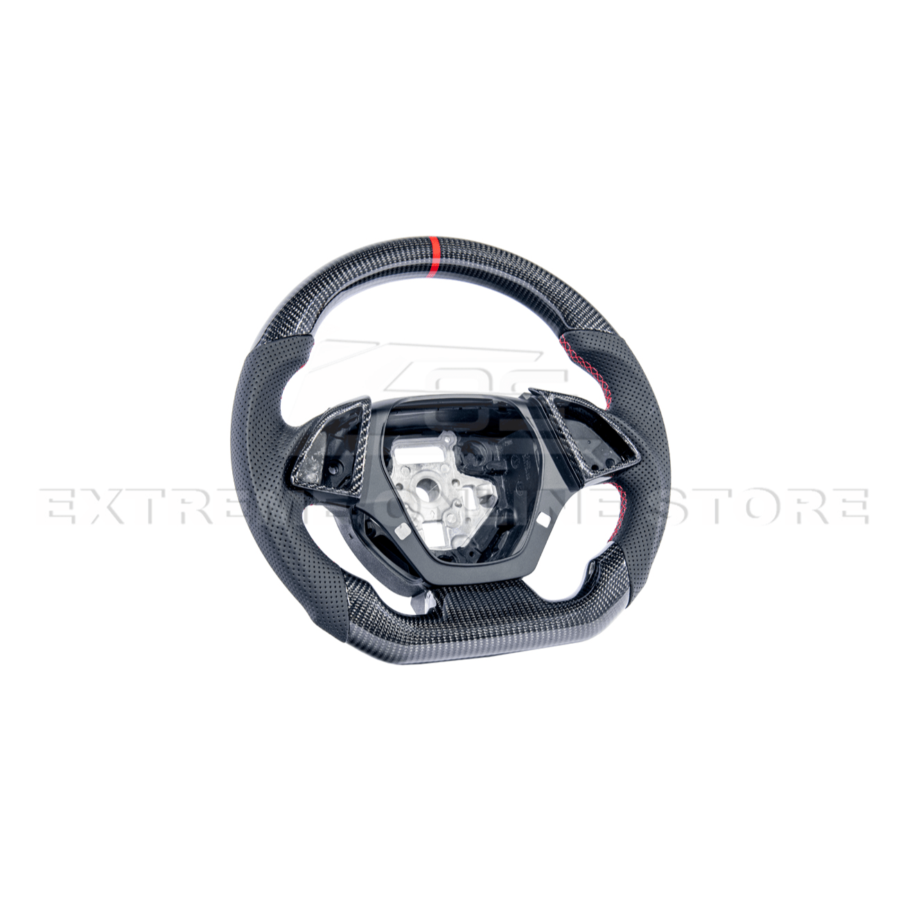 Chevrolet Camaro Carbon Fiber Steering Wheel Perforated Leather Red Stripe 2016-2024