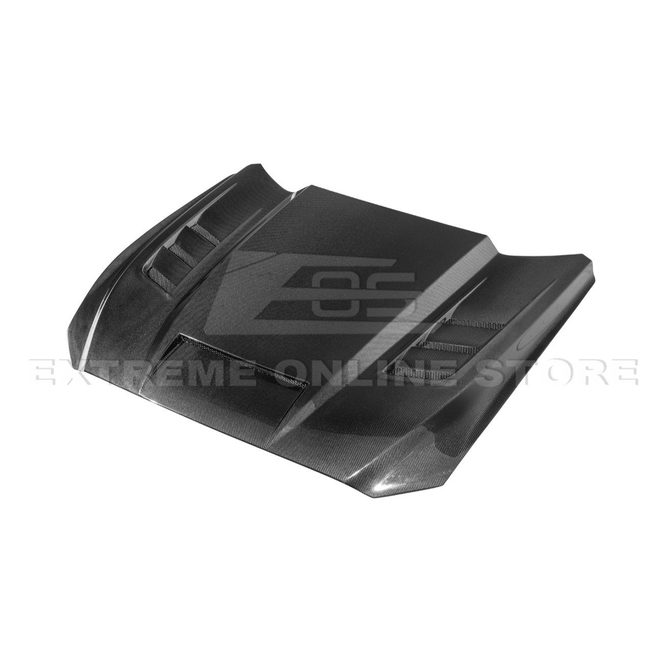 Ford Mustang S550 Terminator Style Carbon Fiber Front Hood Vented Cover 2015-20172015-17 Ford Mustang Terminator Style Front Hood Vented Cover