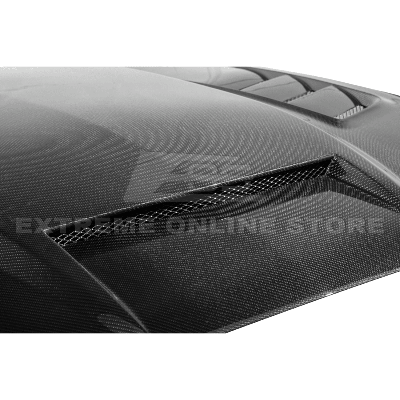 Ford Mustang S550 Terminator Style Carbon Fiber Front Hood Vented Cover 2015-20172015-17 Ford Mustang Terminator Style Front Hood Vented Cover