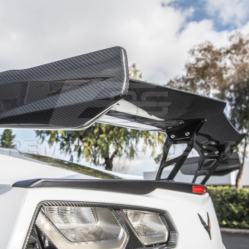 Chevrolet Corvette C7 ZR1 ZTK Style Carbon Fiber High Wing Rear Spoiler Kit 2014-2019