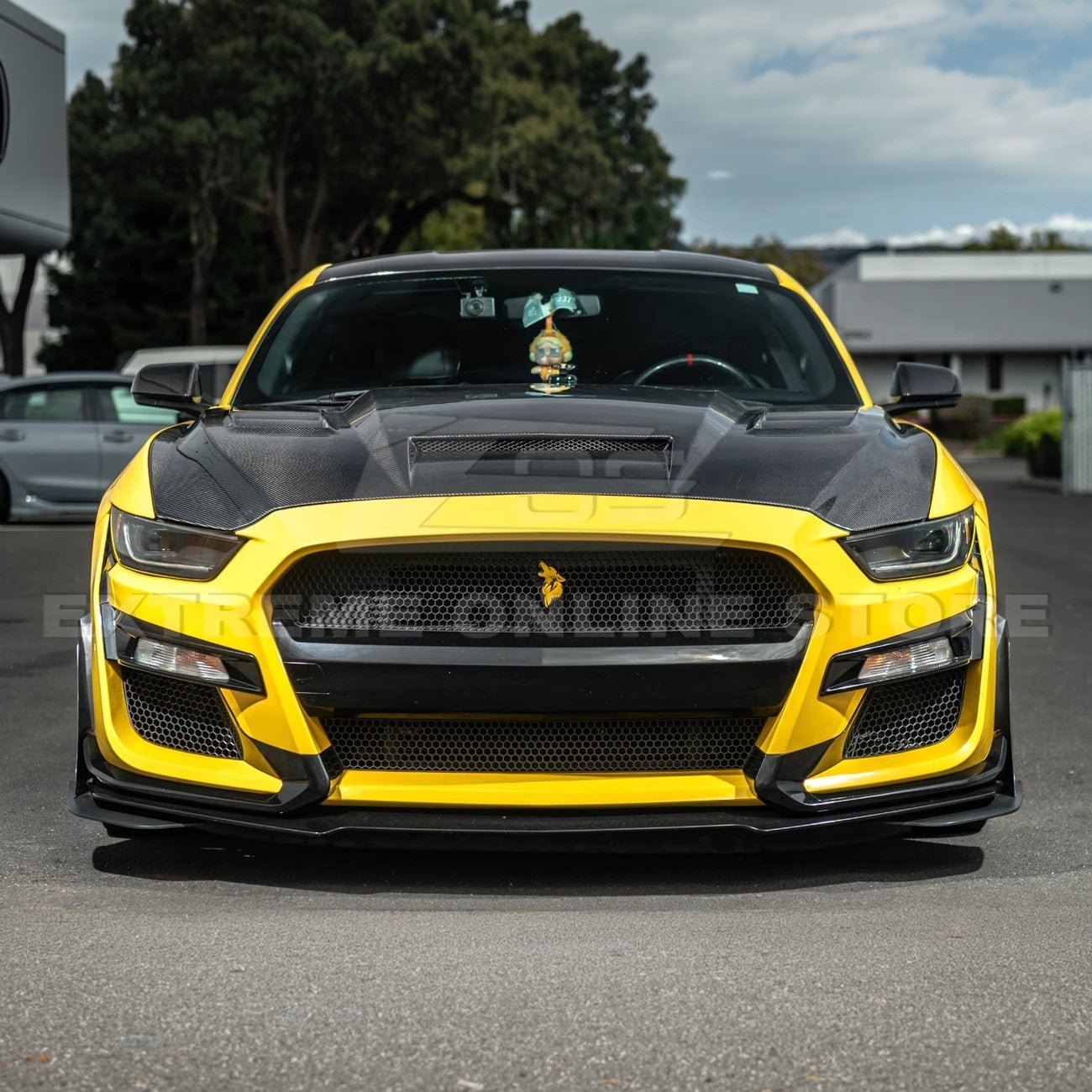Ford Mustang S550 Terminator Style Carbon Fiber Front Hood Vented Cover 2015-20172015-17 Ford Mustang Terminator Style Front Hood Vented Cover