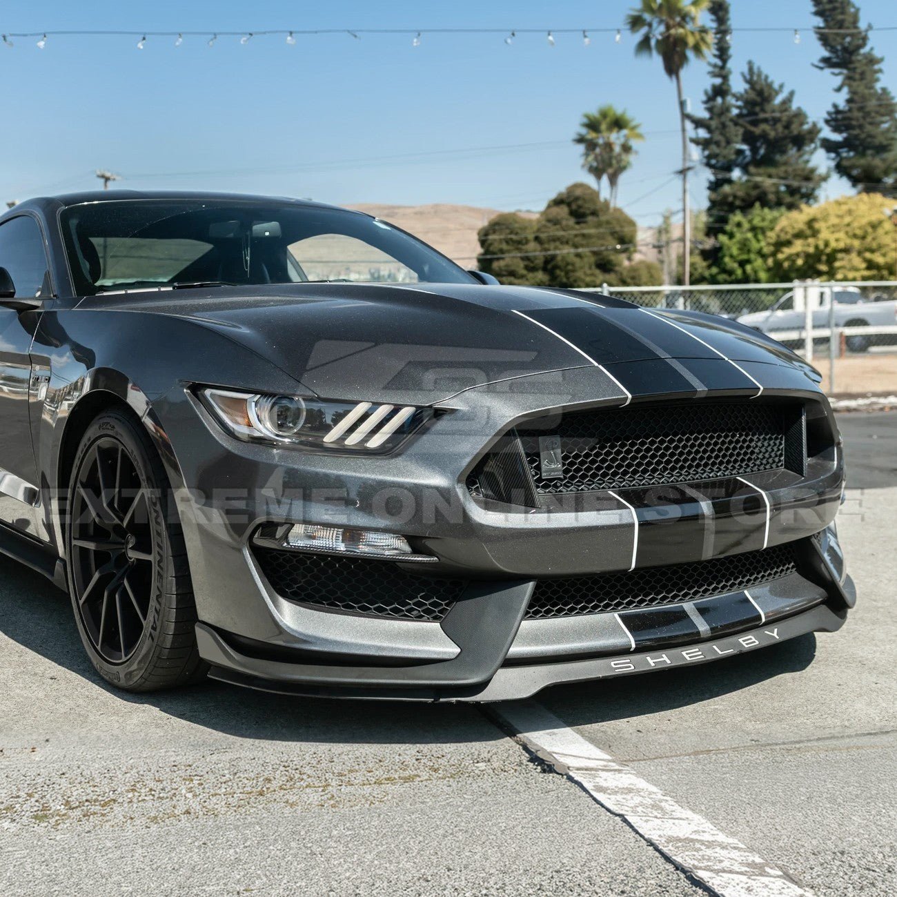 Ford Mustang S550 GT350 Style Dry Carbon Fiber Front Fog Light Eyebrow Covers 2015-2020