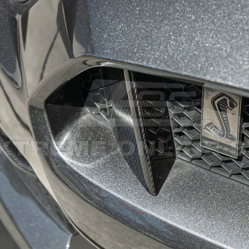 Ford Mustang S550 GT350 Style Dry Carbon Fiber Front Upper Grille Inserts 2015-2020