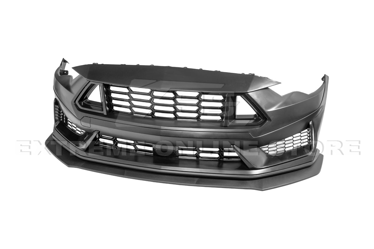 Ford Mustang S550 Dark Horse Style Primed Black Front Upper Lower Grille Lip 2018-2023