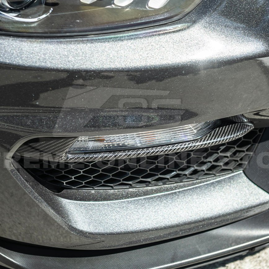 Ford Mustang S550 GT350 Style Dry Carbon Fiber Front Fog Light Eyebrow Covers 2015-2020