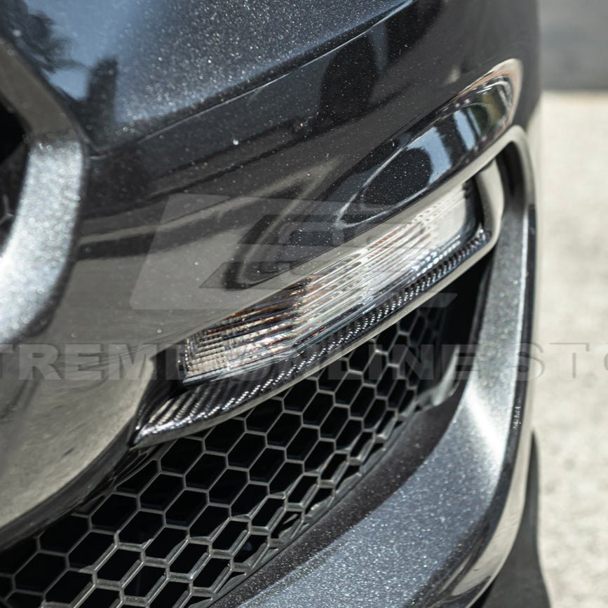 Ford Mustang S550 GT350 Style Dry Carbon Fiber Front Fog Light Eyebrow Covers 2015-2020