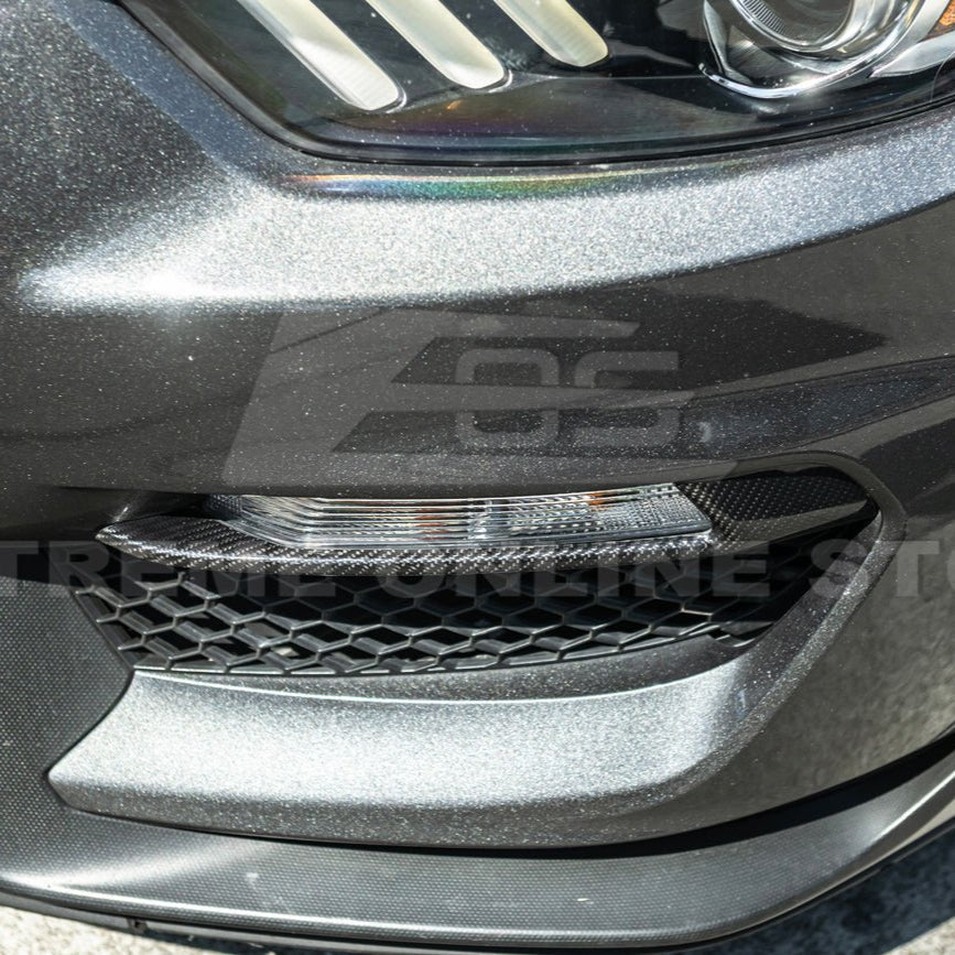 Ford Mustang S550 GT350 Style Dry Carbon Fiber Front Fog Light Eyebrow Covers 2015-2020