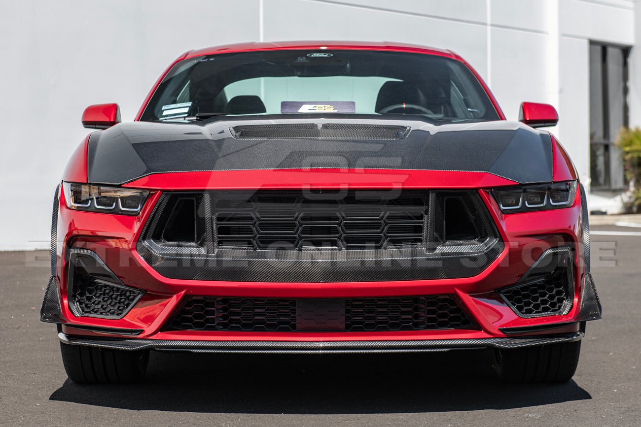 Ford Mustang S650 Dark Horse Style Carbon Fiber Front Upper Grille Cover 2024-Up