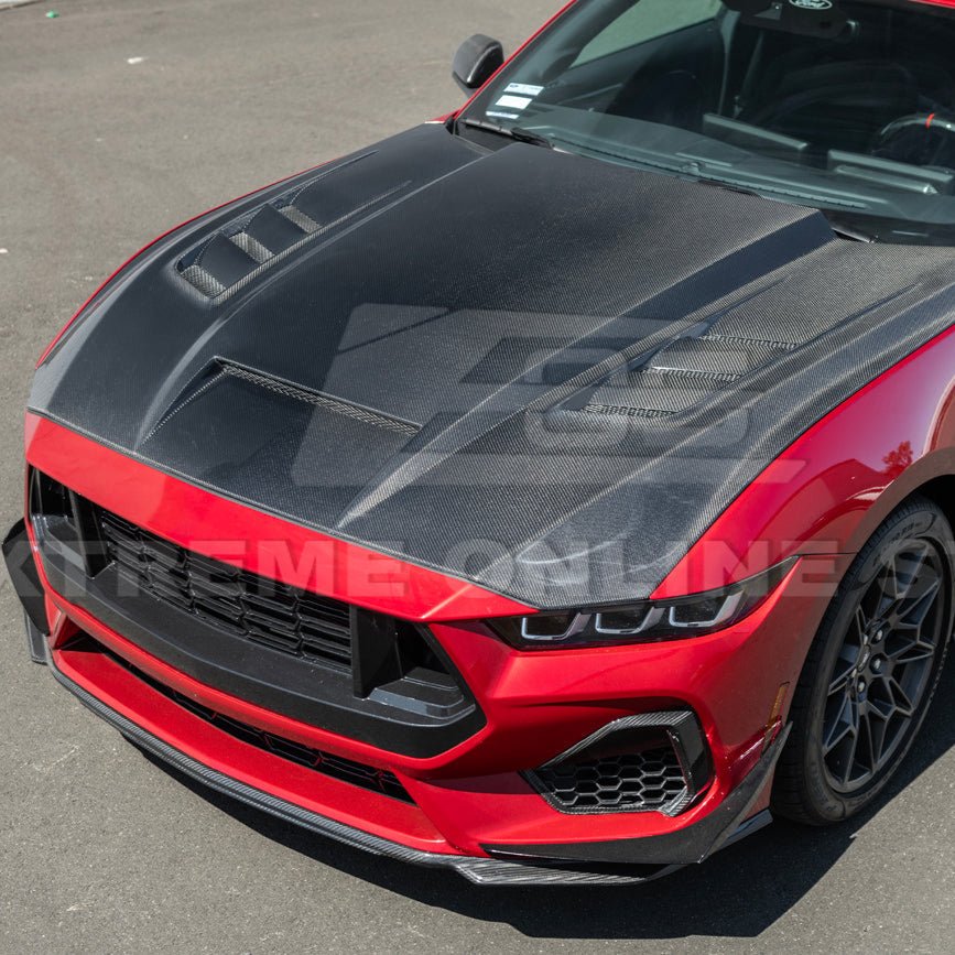 Ford Mustang S650 Terminator Style Carbon Fiber Front Bumper Hood Vented Cover 2024-Present