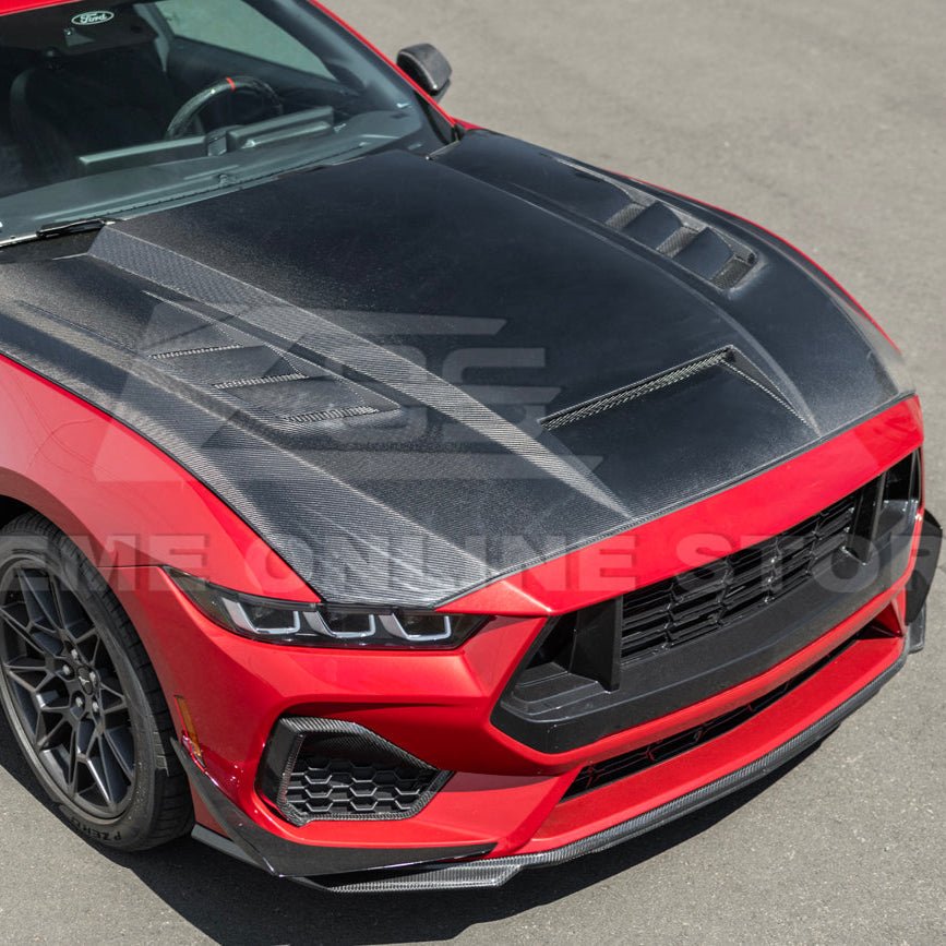 Ford Mustang S650 Terminator Style Carbon Fiber Front Bumper Hood Vented Cover 2024-Present