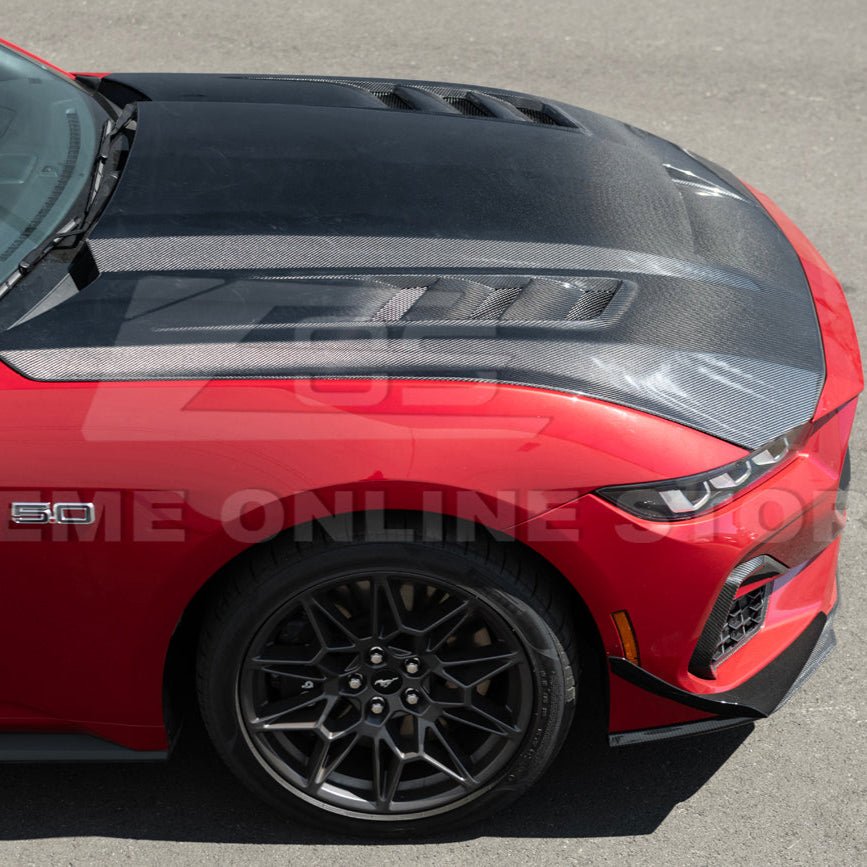 Ford Mustang S650 Terminator Style Carbon Fiber Front Bumper Hood Vented Cover 2024-Present