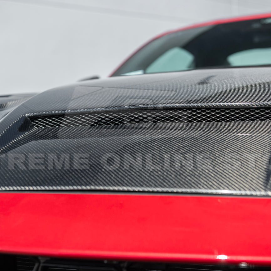 Ford Mustang S650 Terminator Style Carbon Fiber Front Bumper Hood Vented Cover 2024-Present