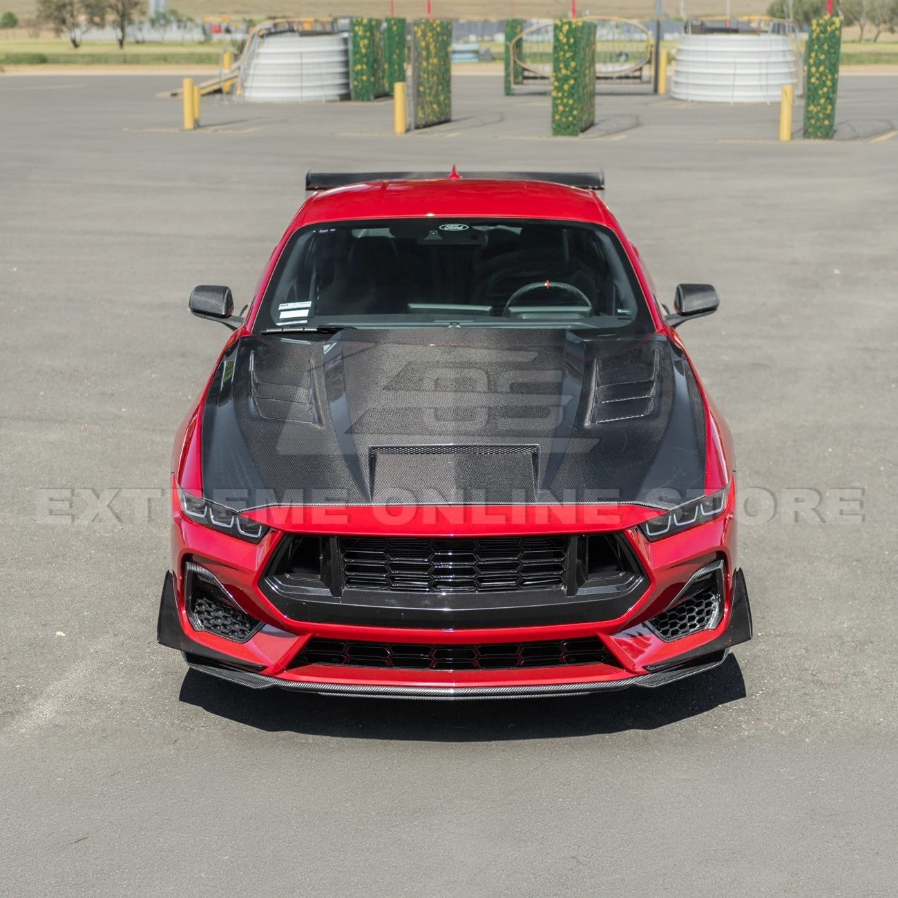 Ford Mustang S650 Terminator Style Carbon Fiber Front Bumper Hood Vented Cover 2024-Present