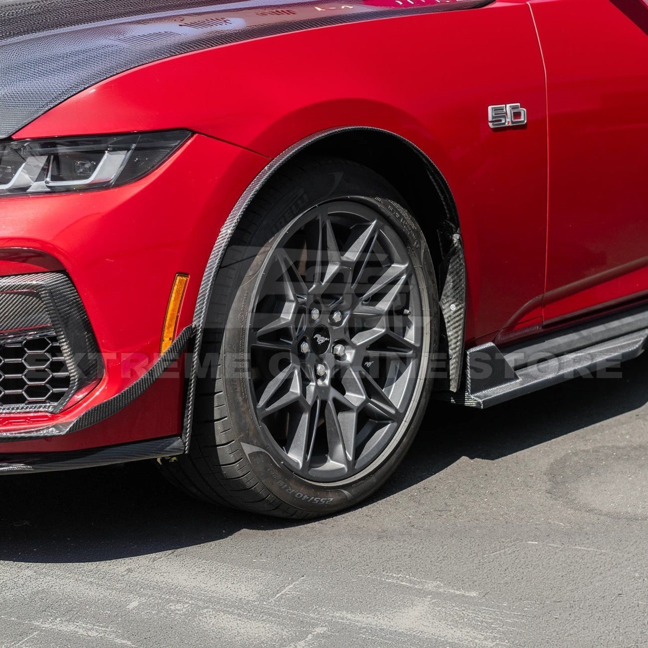 Ford Mustang S650 EOS Dry Carbon Fiber Mud Flap Splash Guard Set 2024-Up