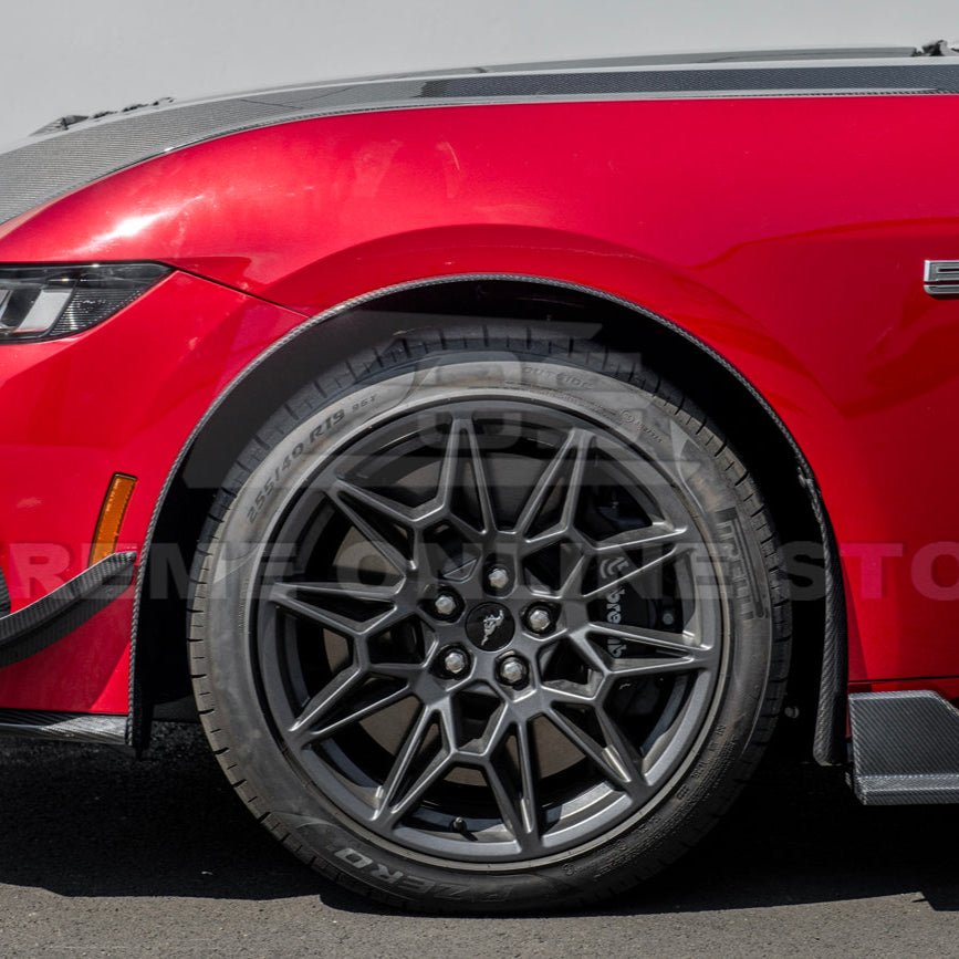 Ford Mustang S650 Dry Carbon Fiber XL Extended Fender Flares Mud Flap Kit 2024-Up