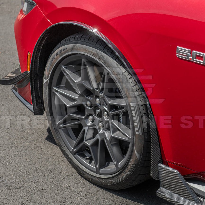 Ford Mustang S650 Dry Carbon Fiber XL Extended Fender Flares Mud Flap Kit 2024-Up