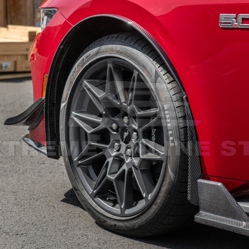 Ford Mustang S650 Dry Carbon Fiber XL Extended Fender Flares Mud Flap Kit 2024-Up