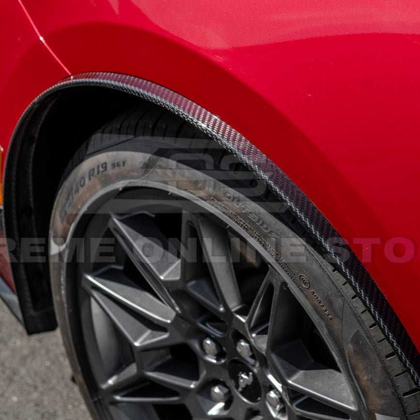 Ford Mustang S650 Dry Carbon Fiber XL Extended Fender Flares Mud Flap Kit 2024-Up