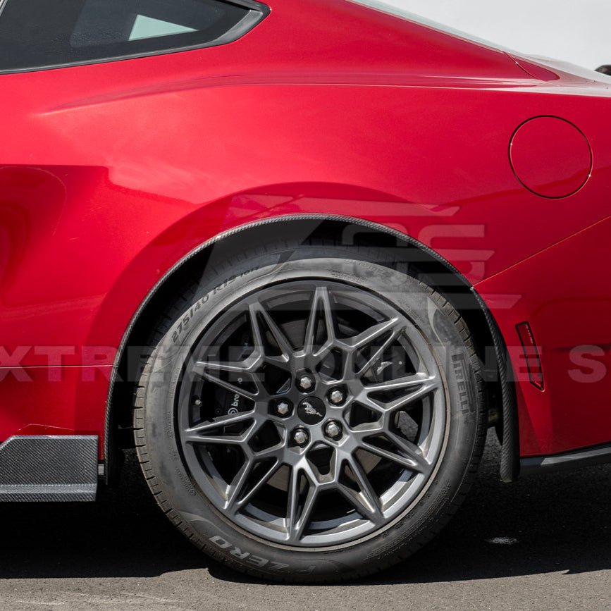 Ford Mustang S650 Dry Carbon Fiber XL Extended Fender Flares Mud Flap Kit 2024-Up