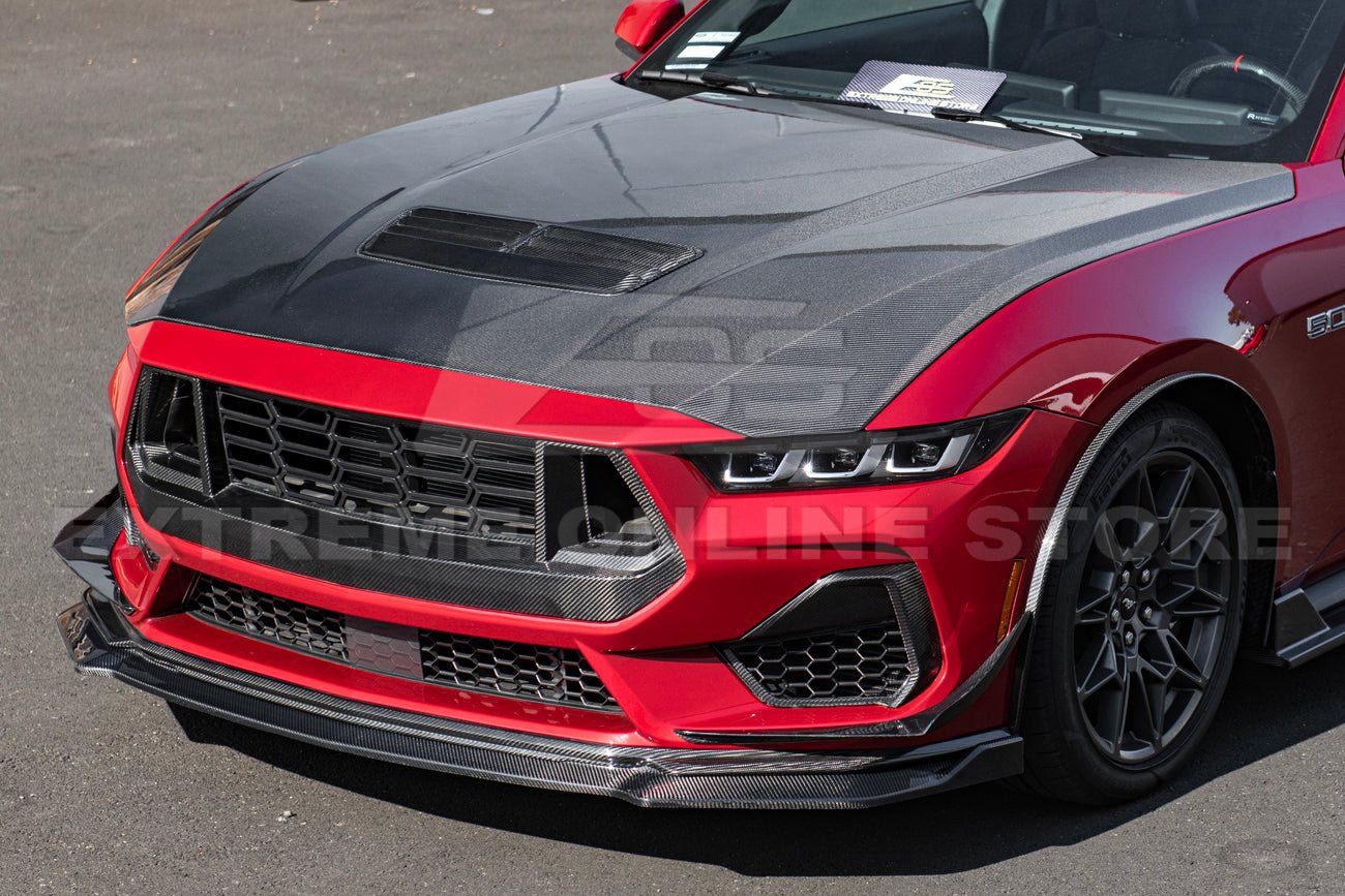Ford Mustang S650 Dark Horse Style Carbon Fiber Front Upper Grille Cover 2024-Up
