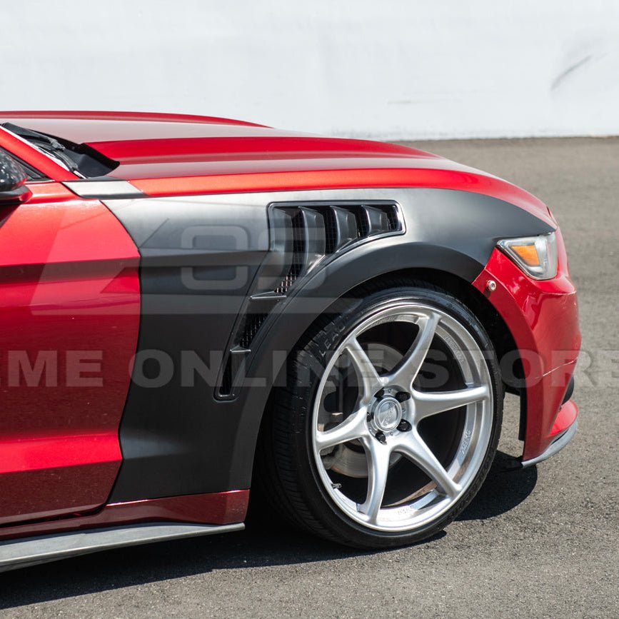 Ford Mustang S550 GT500 KR Style Matte Black Front Side Vented Fenders 2015-2017