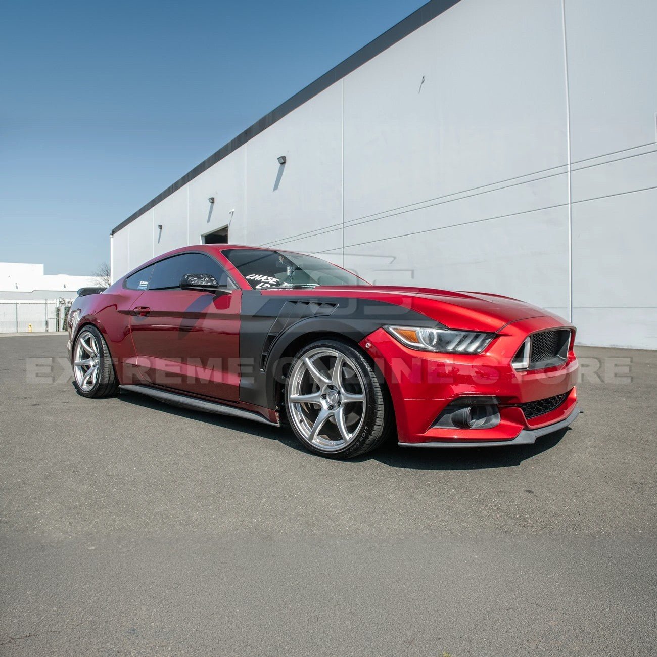 Ford Mustang S550 GT500 KR Style Matte Black Front Side Vented Fenders 2015-2017