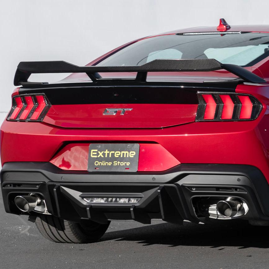 Ford Mustang S650 GT Style Matte Black Rear Bumper Diffuser Dual Tips 2024-Up