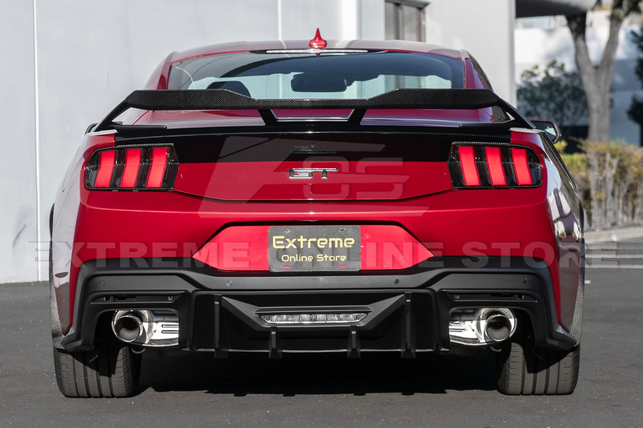 Ford Mustang S650 GT Style Matte Black Rear Bumper Diffuser Dual Tips 2024-Up