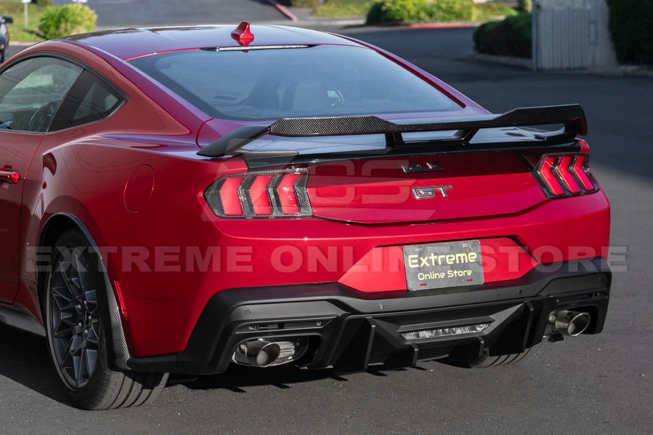 Ford Mustang S650 GT Style Matte Black Rear Bumper Diffuser Dual Tips 2024-Up