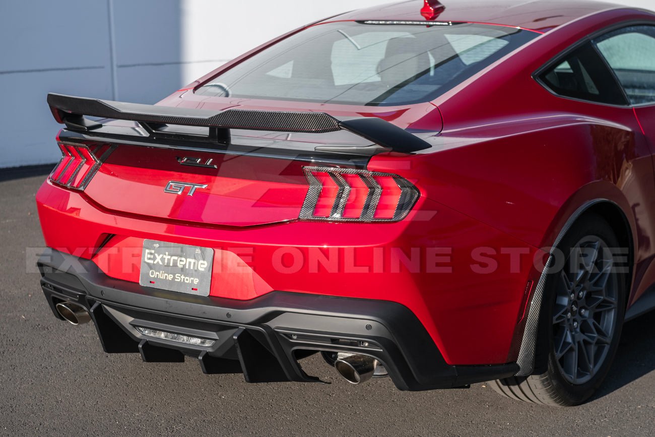 Ford Mustang S650 GT Style Matte Black Rear Bumper Diffuser Dual Tips 2024-Up