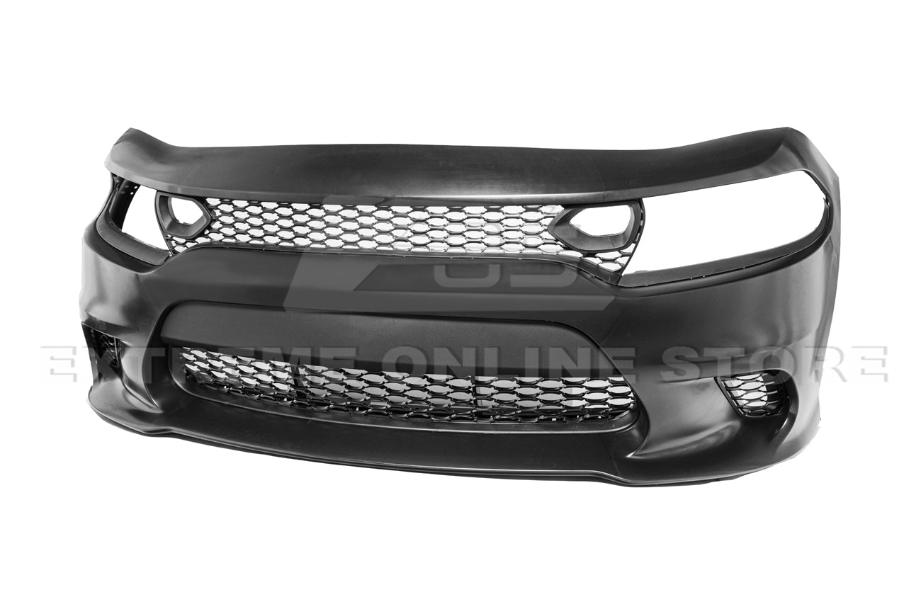 Dodge Charger LD SRT Hellcat Style Primed Black Front Bumper Conversion Kit 2015-Up