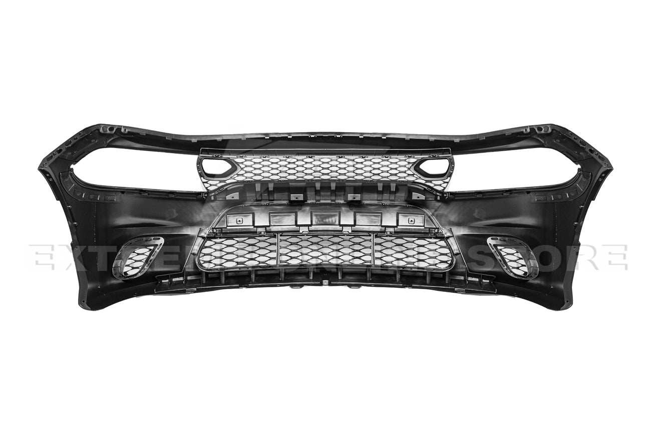 Dodge Charger LD SRT Hellcat Style Primed Black Front Bumper and Aluminum Hood Conversion Kit 2015-Up