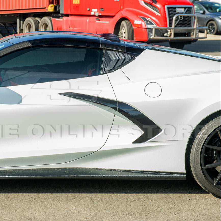 Corvette C8 Dry Carbon Fiber Side Quarter Window Louver Covers 2020-Up