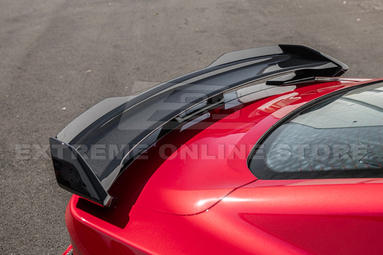 Ford Mustang S650 Dark Horse Style Carbon Fiber Rear Wickerbill Wing Spoiler 2024-Up