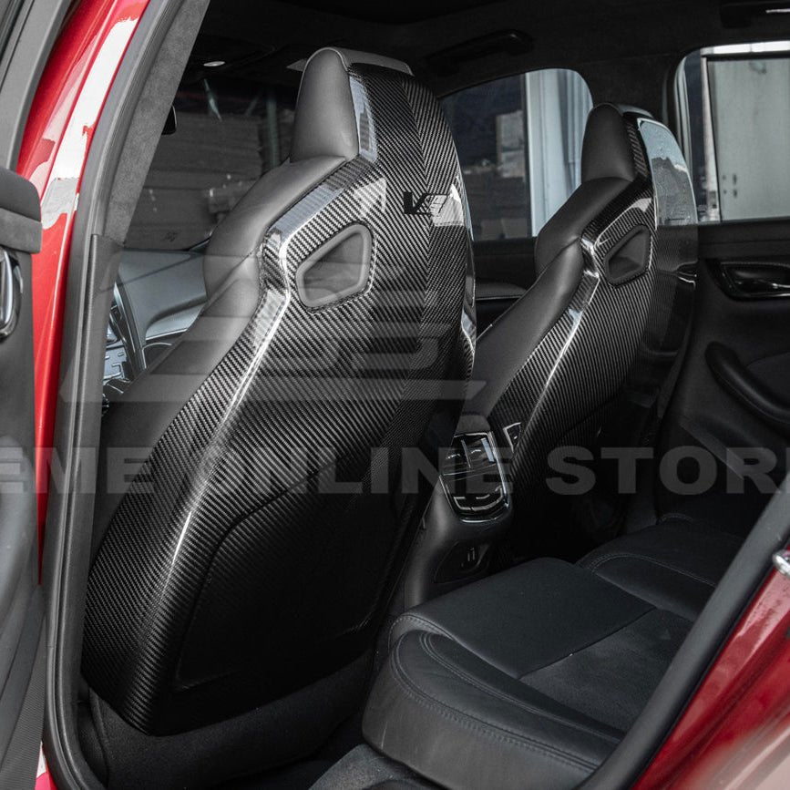 Cadillac CTS-V ATS-V Blackwing Style Dry Carbon Fiber Seat Back Cover Set 2016-2019