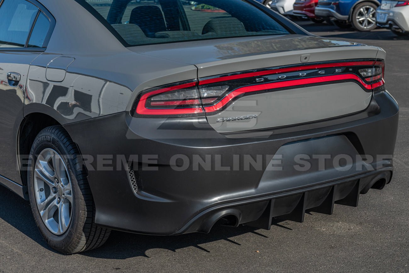 Dodge Charger LD SRT Hellcat Style Primed Black Rear Bumper Conversion Cover 2015-Up