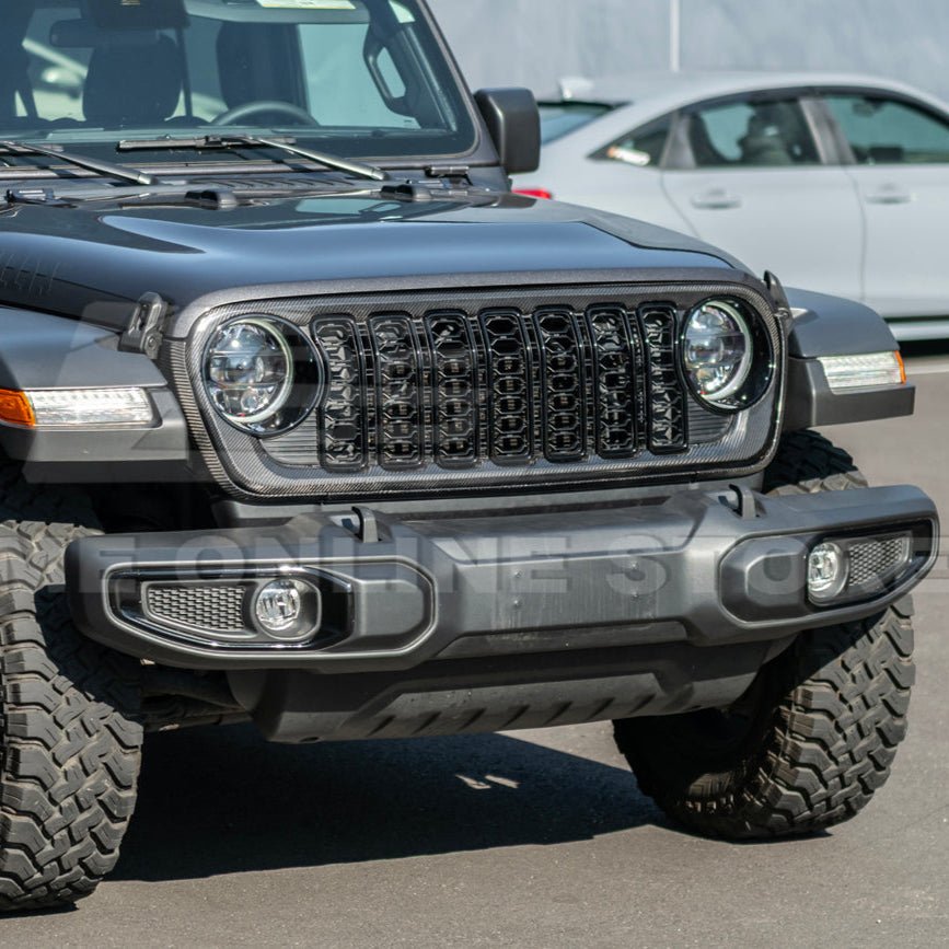 Jeep Wrangler Gladiator Carbon Fiber Front Bumper Grille Replacement 2024-Up