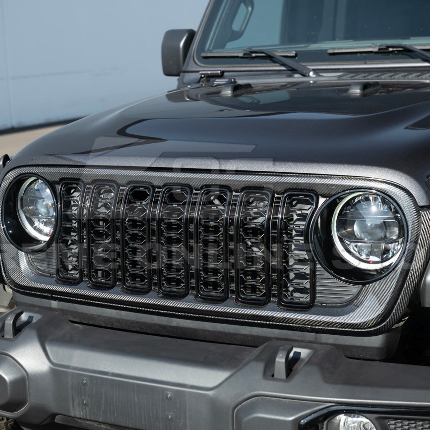 Jeep Wrangler Gladiator Carbon Fiber Front Bumper Grille Replacement 2024-Up