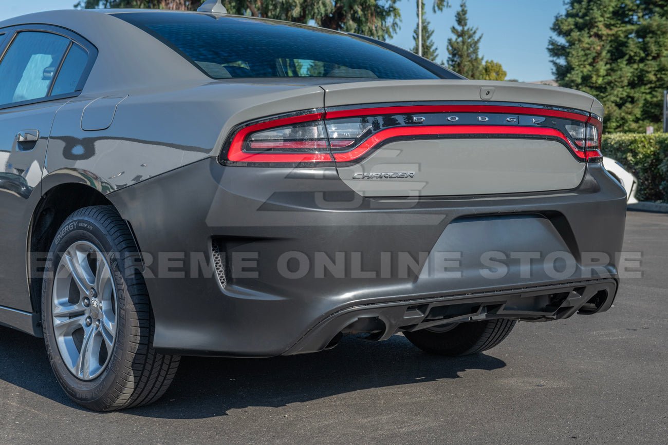 Dodge Charger LD SRT Hellcat Style Primed Black Rear Bumper Conversion Cover 2015-Up