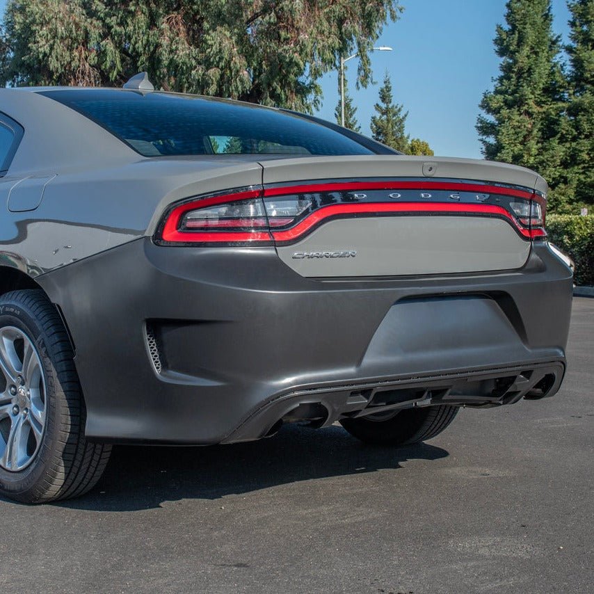 Dodge Charger LD SRT Hellcat Style Primed Black Rear Bumper Conversion Cover 2015-Up
